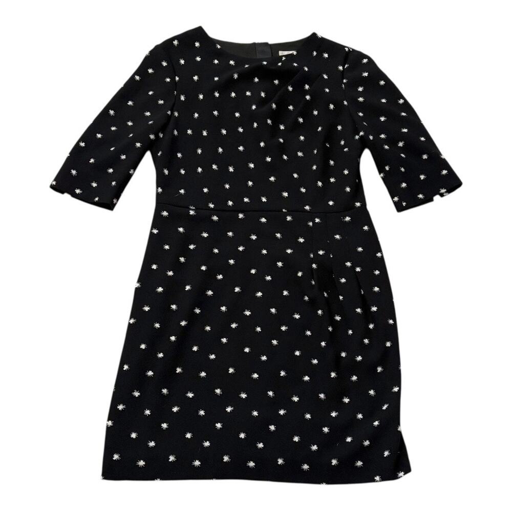 LK Bennett Floral Drexx - Black & White 3/4 Sleeve - MIdi Knee Length